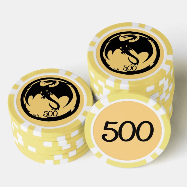 Fichas De Póquer Black Dragon oro amarillo 500 rayado chip de póker (Pila)