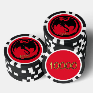 Fichas De Póquer Black Dragon oro negro rojo 10K rayas chip de póqu