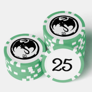 Fichas De Póquer Black Dragon verde blanco 25 rayas chip de póker