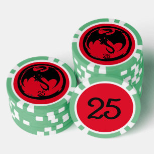 Fichas De Póquer Black Dragon verde rojo 25 rayas chip de póker