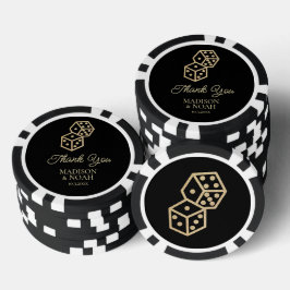 Fichas De Póquer Black & Gold Dice Casino Wedding Favor Poker Chips