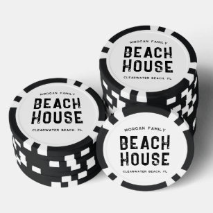 Fichas De Póquer Black & White Beach Nombre personalizado Vegas Cas