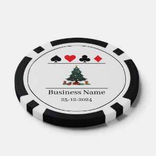 Fichas De Póquer Black & White Business Name Green Christmas Tree