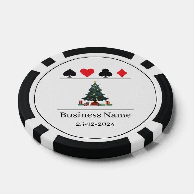 Fichas De Póquer Black & White Business Name Green Christmas Tree (Soltero)