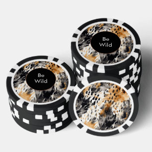 Fichas De Póquer Blanco Negro Crema Leopardo Animal  