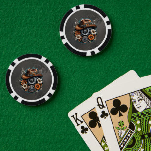 Fichas De Póquer Blooming Gears: Estilo de vaquero Steampunk.