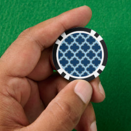 Fichas De Póquer Blue and Baby Blue Trellis, Lattice, Quatrefoil