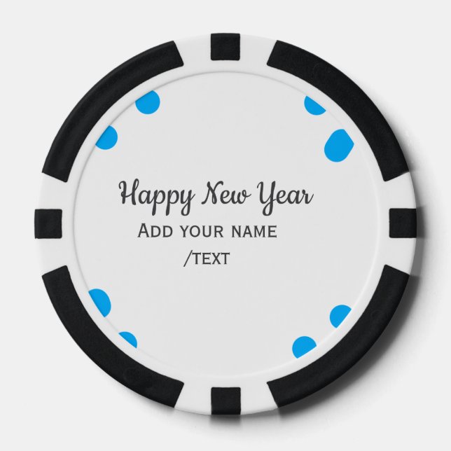 Fichas De Póquer Blue polkadots happy new year add name messasimple (Anverso)