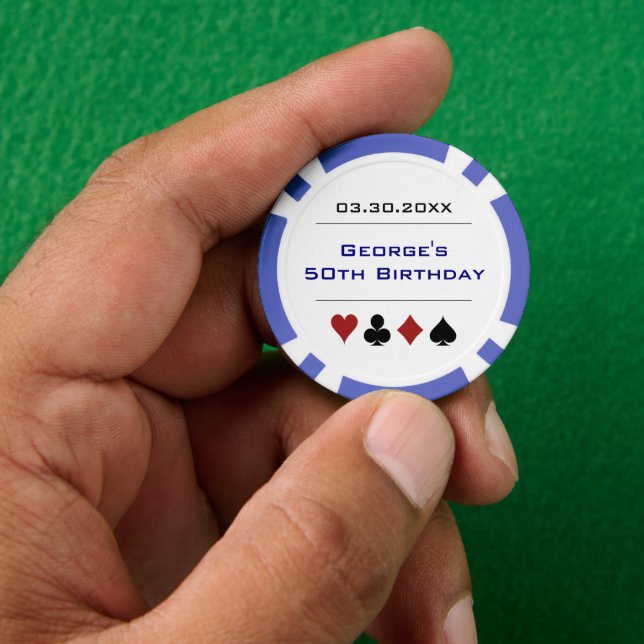 Fichas De Póquer Blue White Las Vegas Casino Chip Birday (Mano)