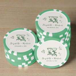Fichas De Póquer Boda caprichosa de crema verde dibujada a mano