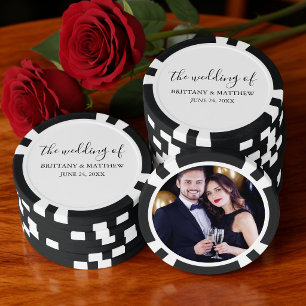 Fichas De Póquer Boda de Foto de Caligrafía Minimalista Moderna