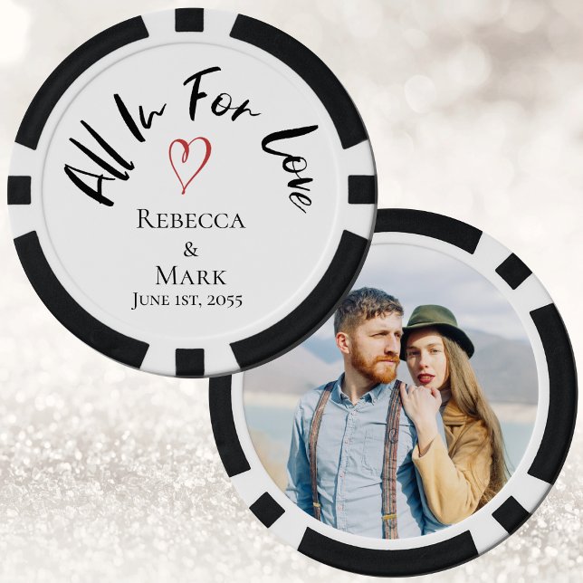 Fichas De Póquer Boda de Fotos Personalizadas (Custom Personalized Wedding Anniversary Engagement keepsake for guests. )