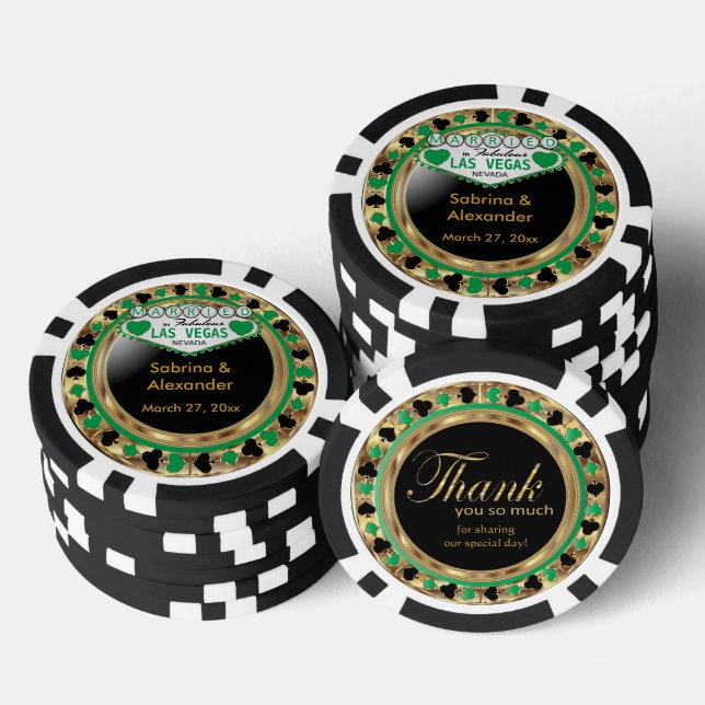 Fichas De Póquer Boda de Las Vegas - Verde - Personaliza (Pila)