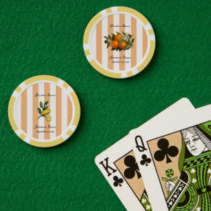 Fichas De Póquer Boda de limón naranja cítrico mediterráneo italian