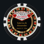 Fichas De Póquer Boda en (ciudad y estado de DIY)<br><div class="desc">Chips de Poker estilo Casino. Boda en (Agregar su ciudad y estado). Con un diseño rojo profundo, dorado y negro listo para su personalización. Hace un gran favor a los invitados. Hay más colores disponibles. Nota ✔: No es necesario cambiar todas las áreas de plantilla. 📌 Si necesita una mayor...</div>