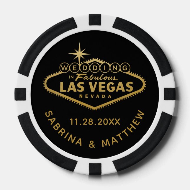 Fichas De Póquer Boda en Las Vegas Rótulo Casino Favor (Anverso)