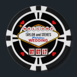 Fichas De Póquer Boda en Vegas Casino Favor Poker Chips<br><div class="desc">¡BIENVENIDOS A LA NOVIA Y AL FABULOSO BODA DE GROOM! Ya sea que esté atando el nudo en Las Vegas o en su ciudad natal, estos afortunados favores de la recepción de bodas estilo casino seguro que satisfarán a sus huéspedes. Réplica de la famosa señal de Nevada en estilo retro...</div>
