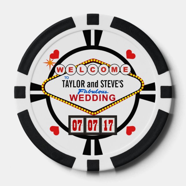 Fichas De Póquer Boda en Vegas Casino Favor Poker Chips (Anverso)
