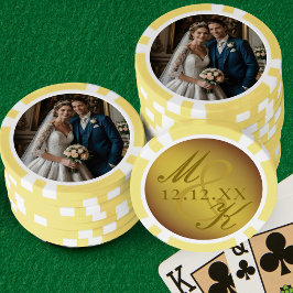 Fichas De Póquer Boda Foto Oro Rococo Monograma Chips de Poker