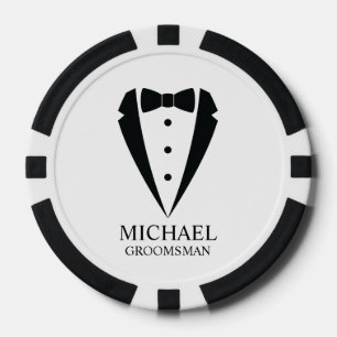 Fichas De Póquer Boda negro Tuxedo Suit Groomsmen personalizado