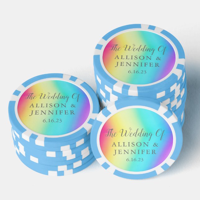 Fichas De Póquer Boda Personalizada Arcoíris Bonito (Pila)