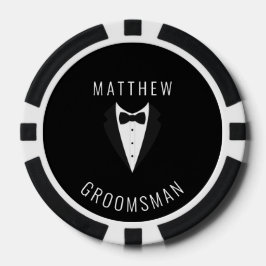 Fichas De Póquer Boda personalizado Black Groomsman Tuxedo