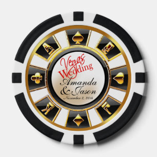 Fichas De Póquer Boda Vegas Casino oro blanco negro