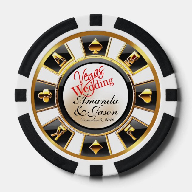 Fichas De Póquer Boda Vegas Casino oro blanco negro (Anverso)