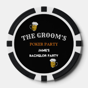 Fichas De Póquer Bodas blancos y negros Bacheler Party Groomsmen