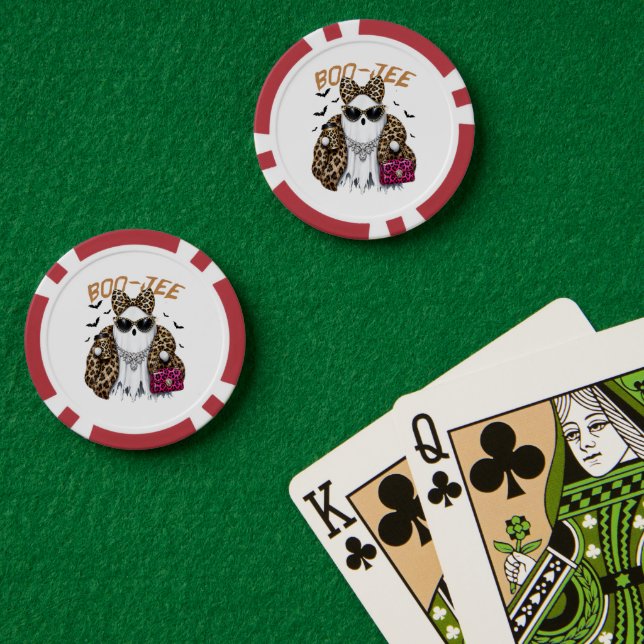 Fichas De Póquer Boo-JEE Fantasma Leopardo Coqueta Halloween (Mesa de Poker (Doble))