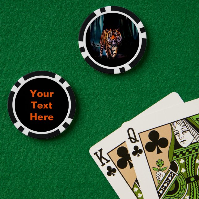 Fichas De Póquer Bosque oscuro del tigre brillante (Mesa de Poker (Doble))