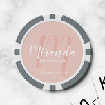Fichas De Póquer Bridesmaid personalizada de escritura moderna<br><div class="desc">Añade un toque personal a tu boda con fichas de póquer personalizadas para la dama de honor. Este diseño presenta el nombre personalizado de la dama de honor en un estilo de letra de escritura moderno y blanco y un monograma en un estilo de tipo de letra de escritura moderno...</div>