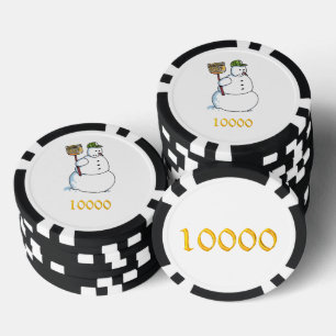 Fichas De Póquer Broom Snowman negro gold 10000 rayado chip de póke