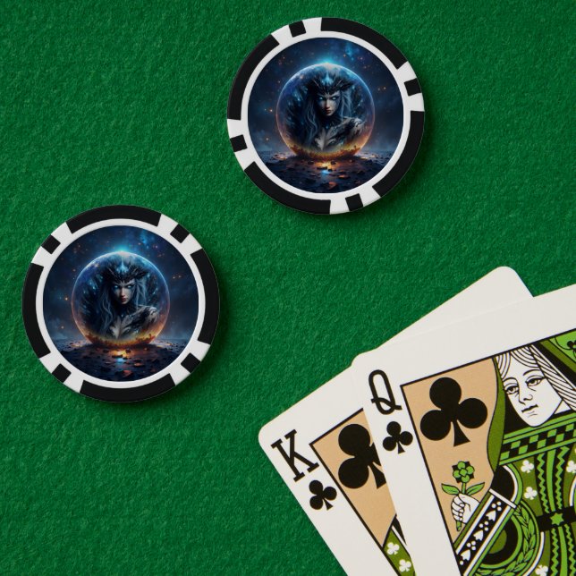 Fichas De Póquer Bruja Cósmica – Nacida de la Esfera Estelar. (Mesa de Poker (Doble))