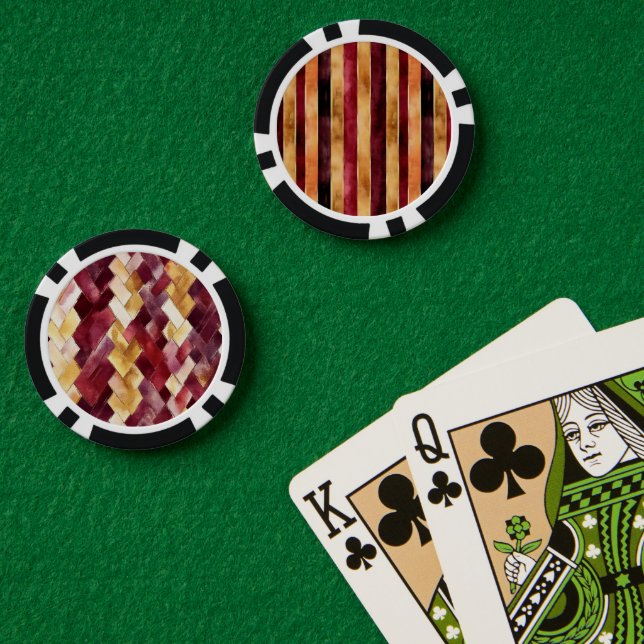 Fichas De Póquer Burgundy Gold Franjas de Melocotón   (Mesa de Poker (Doble))