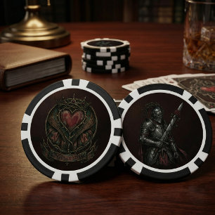 Fichas De Póquer Caballero de Fantasía Oscura y Token Gótico de Sel