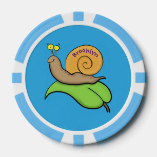 Fichas De Póquer Caca, caracol feliz en un ilustracion personalizad