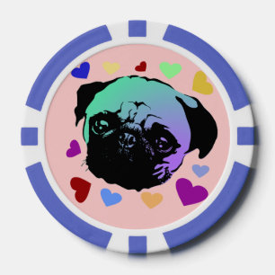 Fichas De Póquer Cachorro De Pug Estilo PopArt Retro