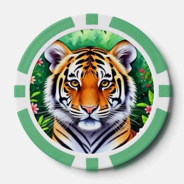 Fichas De Póquer Cachorro de tigre botánico audaz (Anverso)