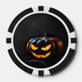 Fichas De Póquer Calabaza de Halloween Jack-O-Lantern Spooky