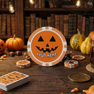 Fichas De Póquer Calabaza Naranja Personalizada de Halloween con Tu