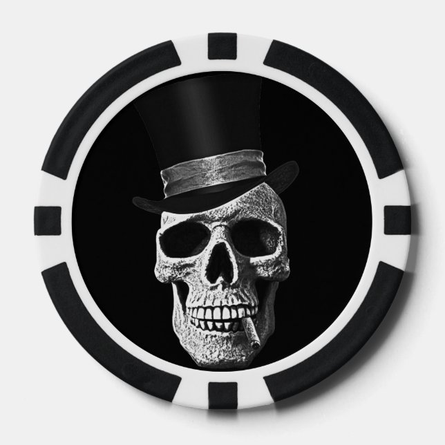 Fichas De Póquer Calavera de sombrero superior (Anverso)