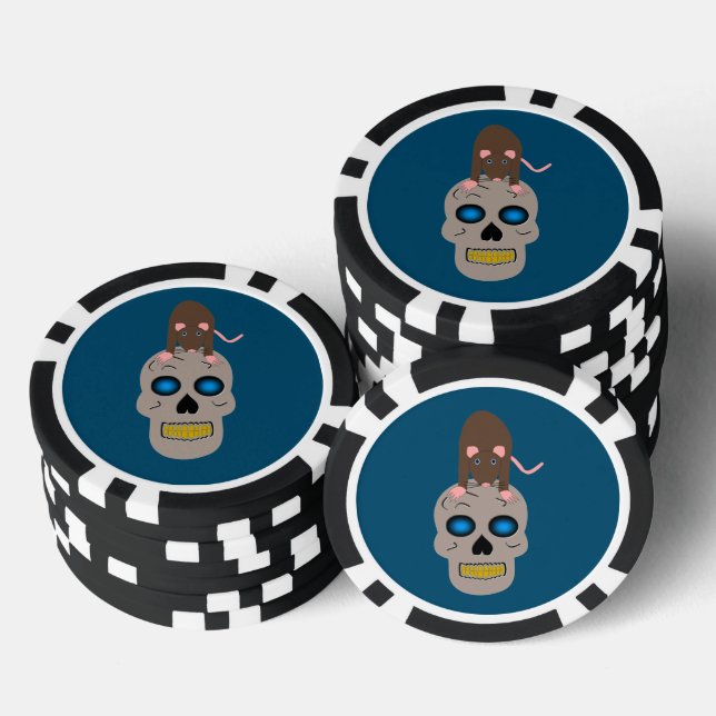 Fichas De Póquer Calavera gótica y Rat Halloween (Pila)