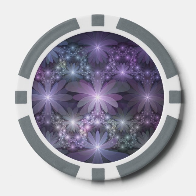 Fichas De Póquer Cama de flores arte fractal abstracto brillante de (Anverso)