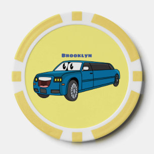 Fichas De Póquer Camión de personalizado limusina azul muy feliz