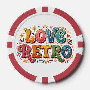 Fichas De Póquer Camiseta Retro Love Vintage Heart & Groovy Estétic