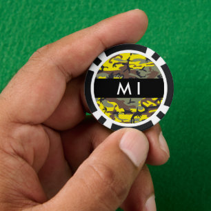 Fichas De Póquer Camuflaje amarillo y marrón Tu nombre Personaliza