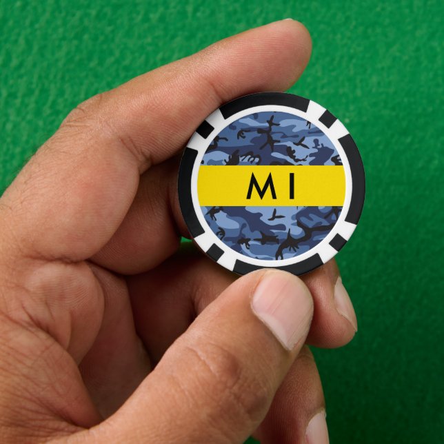 Fichas De Póquer Camuflaje azul marino Tu nombre Personaliza (Mano)