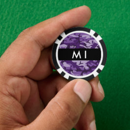 Fichas De Póquer Camuflaje Morado Personaliza tu nombre