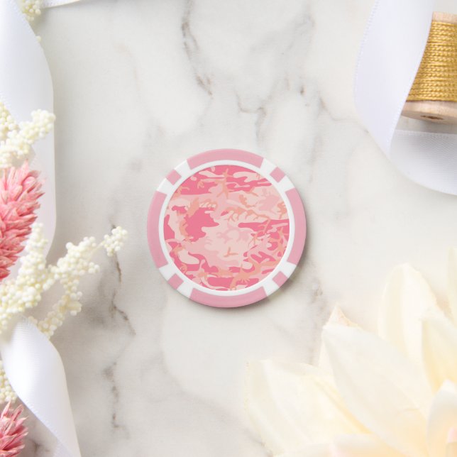 Fichas De Póquer Camuflaje rosa, ejército, ejército (Boda)